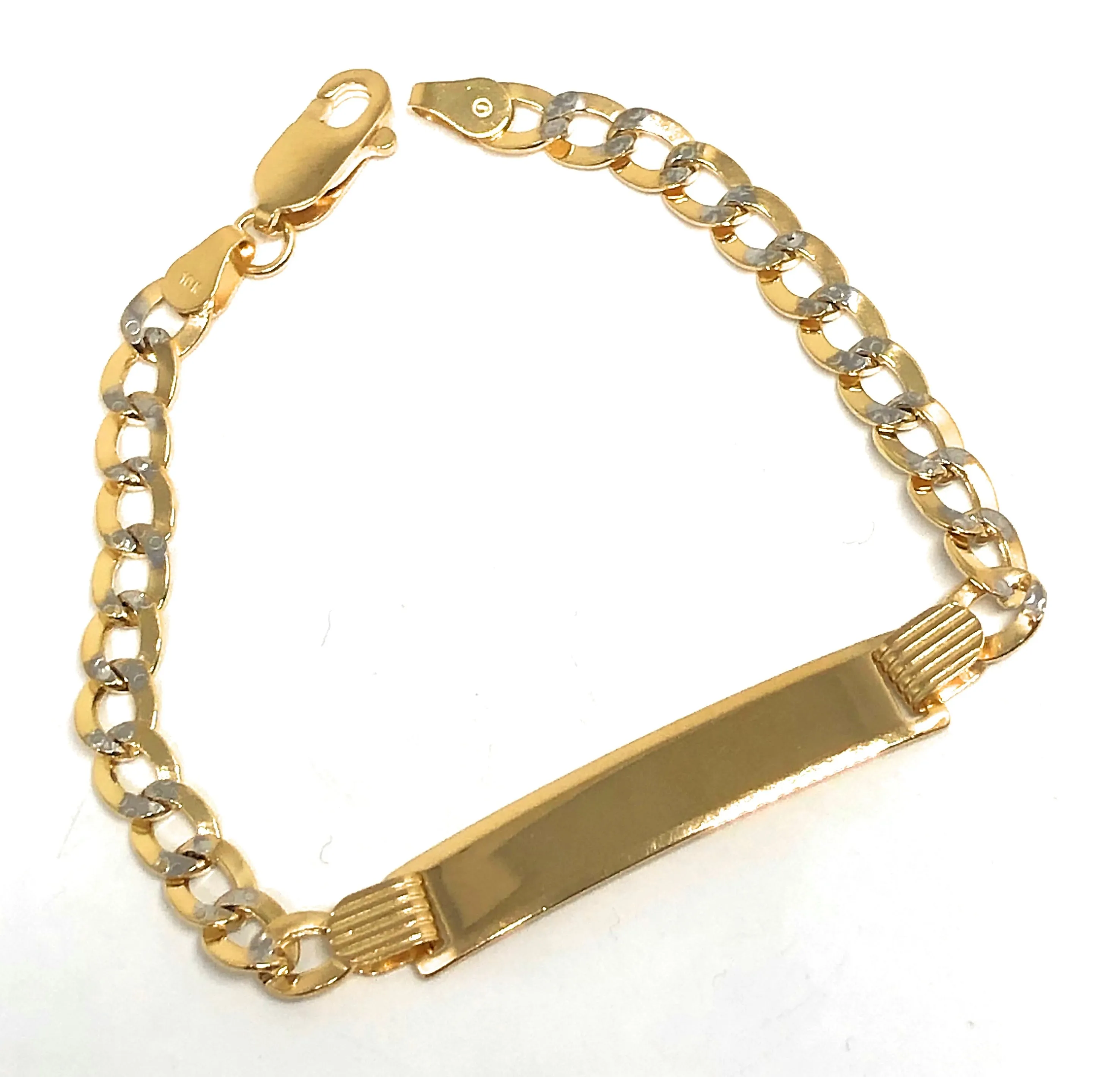 10k Solid Gold ID Cuban Link Bracelet for Kids (6-inch) - Free Engraving Available