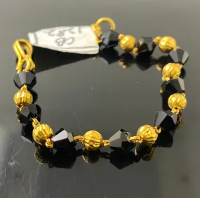 22k Solid Gold Simple Black Onyx Kids Bracelet