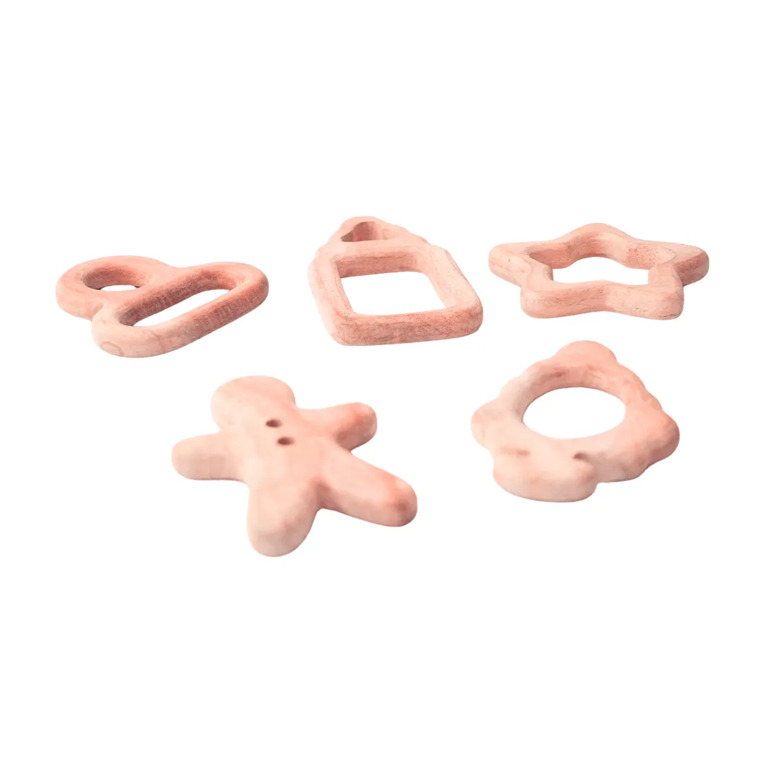 6 Wooden Teether for Kids, Baby Gum Soothers