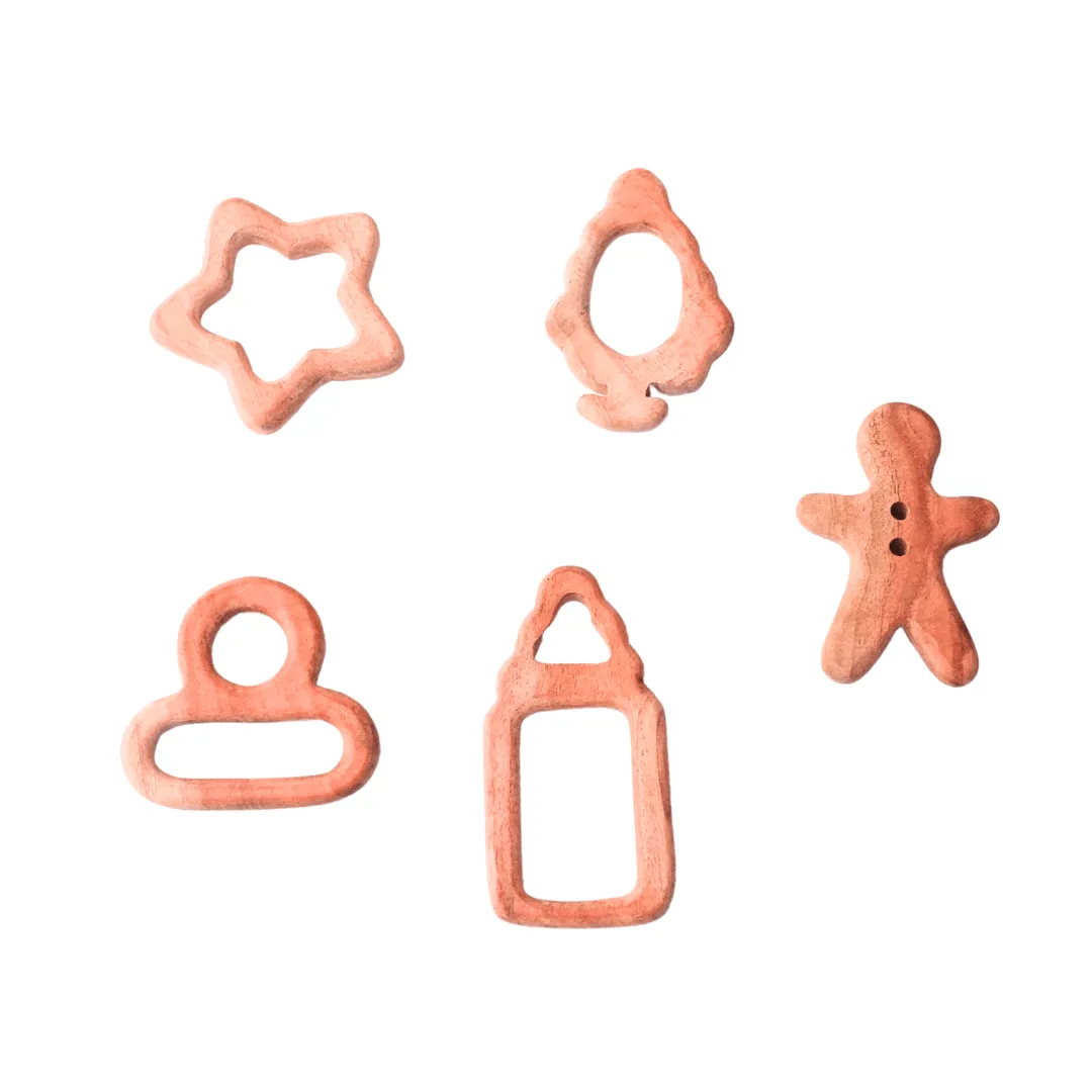 6 Wooden Teether for Kids, Baby Gum Soothers