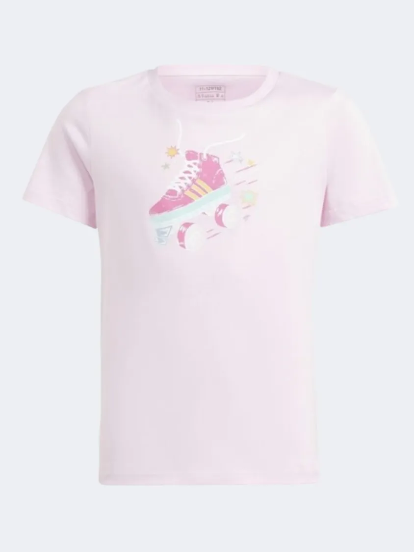 Adidas Summer Gfx Kids Girls Sportswear T-Shirt Clear Pink