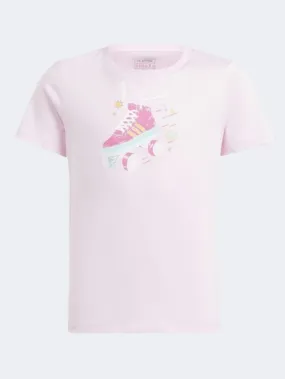 Adidas Summer Gfx Kids Girls Sportswear T-Shirt Clear Pink