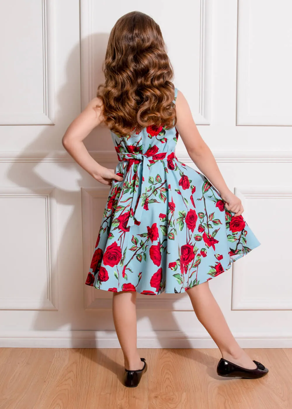 Blue Hearts & Roses Kids Dress With Love