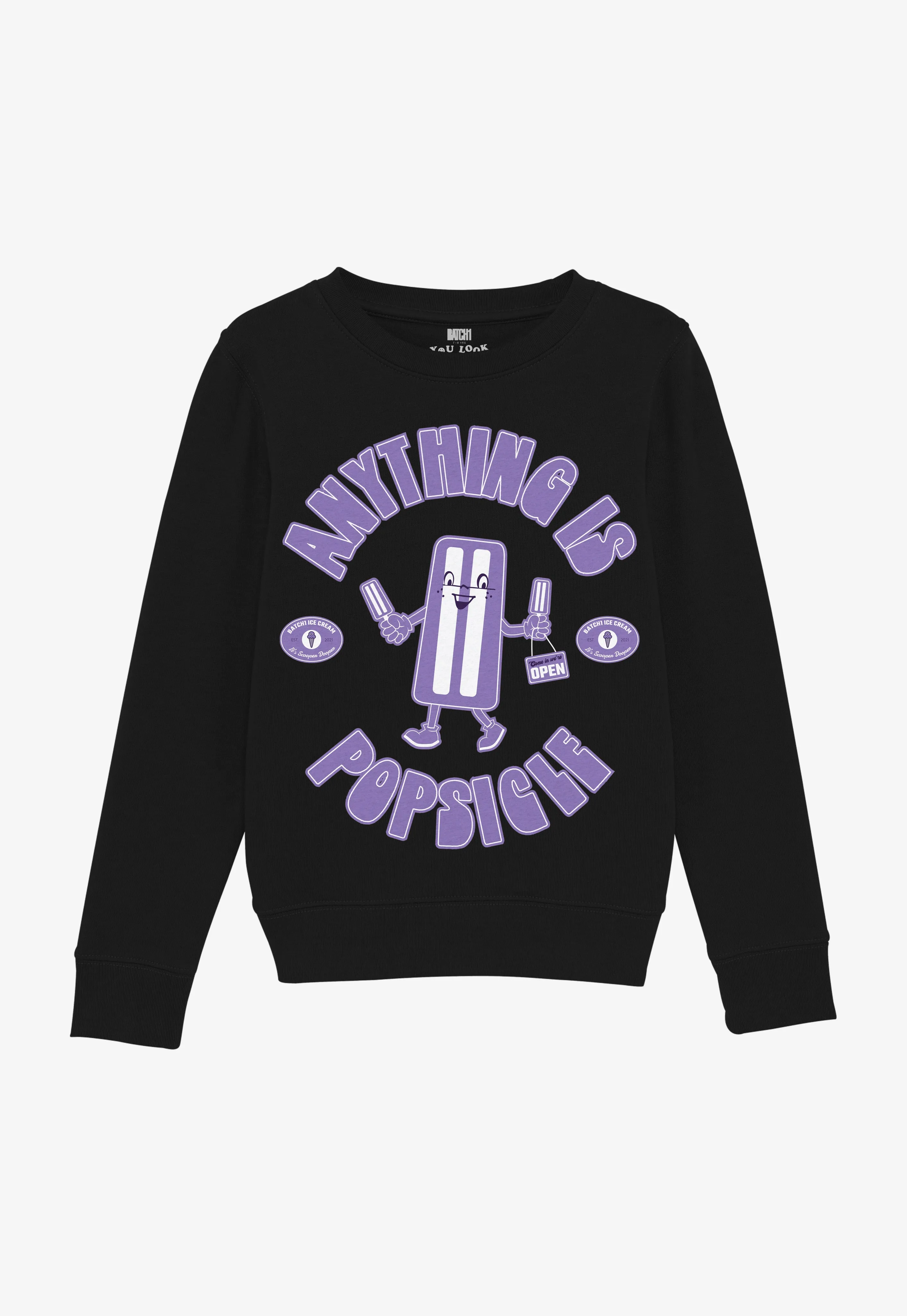 Anything Is Popsicle Kids’ Slogan Sweatshirt In Black