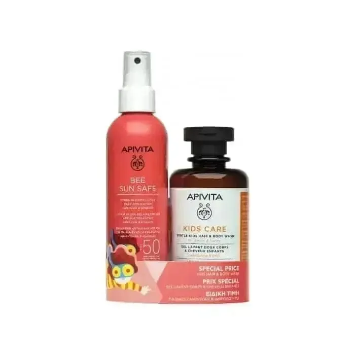 Apivita Bee Sun Safe Children's Spray Lotion Spf50 200ml + Apivita Kids Hair & Body Hair & Mandarin Honey  200ml