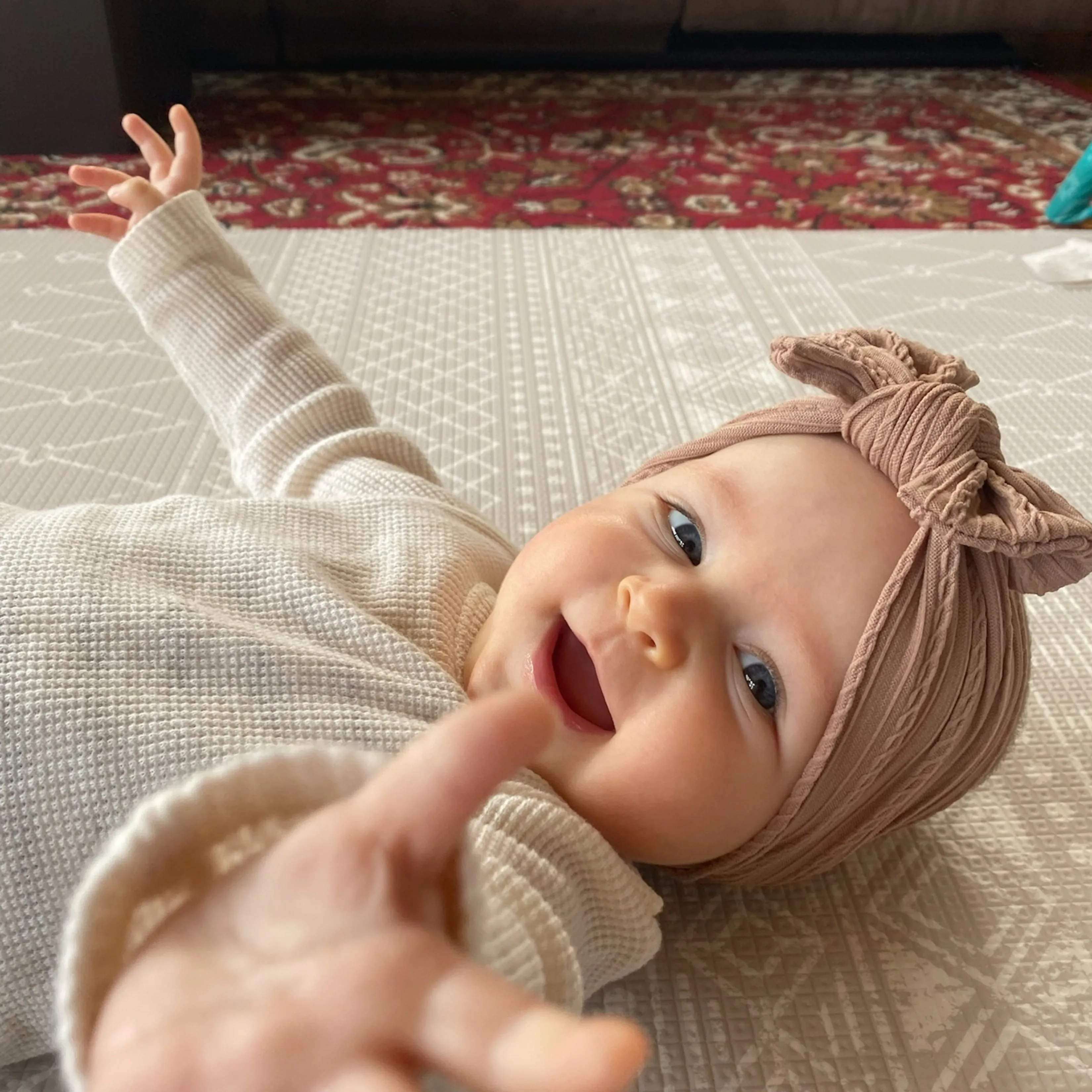 Cute Baby Bow Headband - Chalk