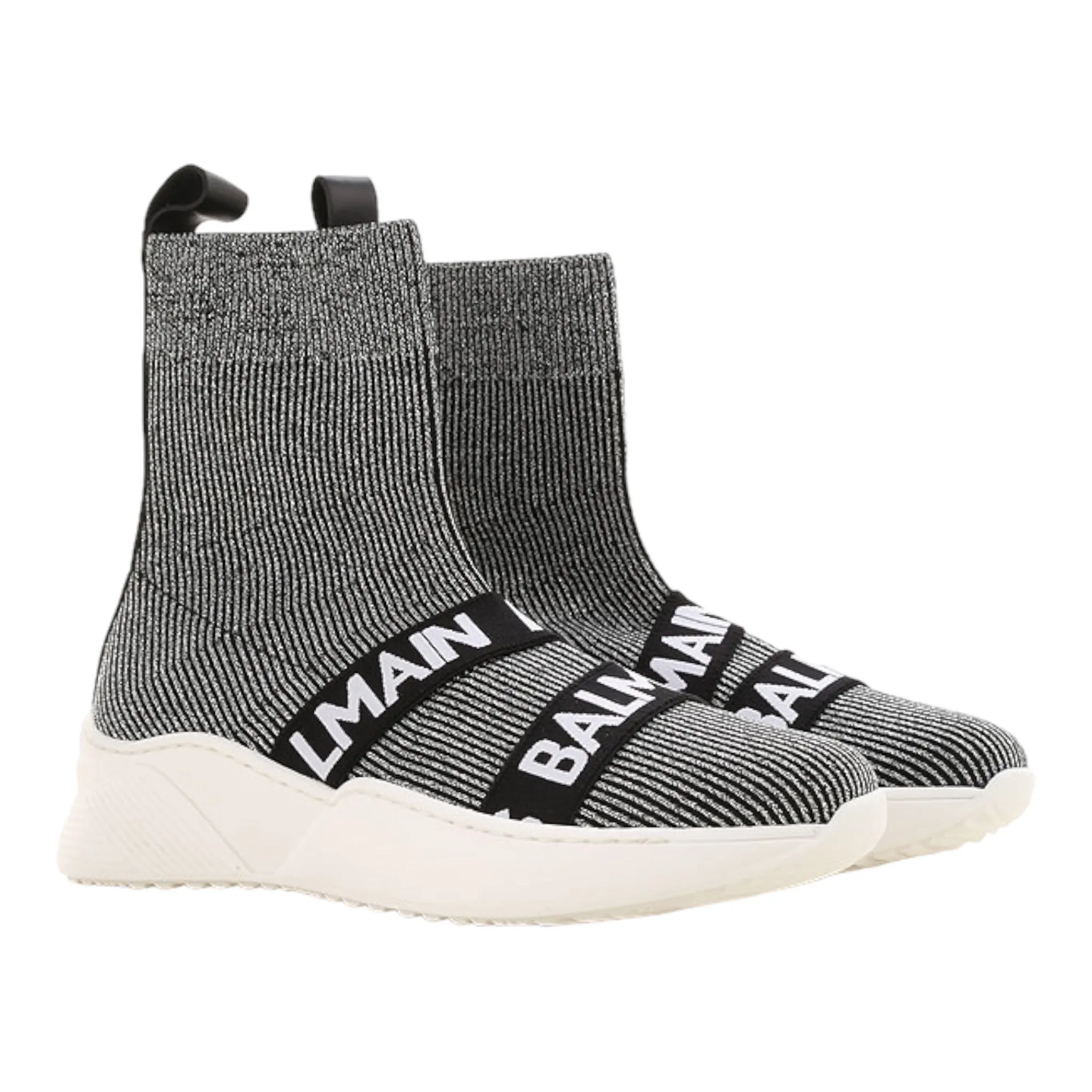 Balmain Kids Grey Knit Sock Shoe