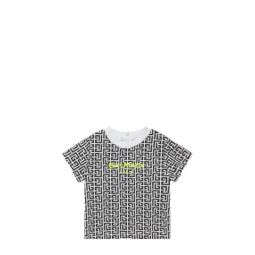 Balmain Kids Toddler's Monogram Logo Short Sleeve T-Shirt