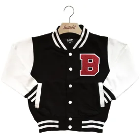 BATCH1 KIDS VARSITY BASEBALL JACKET PERSONALISED WITH GENUINE US COLLEGE LETTER B