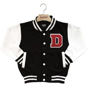 BATCH1 KIDS VARSITY BASEBALL JACKET PERSONALISED WITH GENUINE US COLLEGE LETTER D