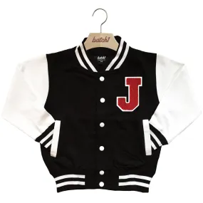 BATCH1 KIDS VARSITY BASEBALL JACKET PERSONALISED WITH GENUINE US COLLEGE LETTER J