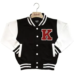 BATCH1 KIDS VARSITY BASEBALL JACKET PERSONALISED WITH GENUINE US COLLEGE LETTER K