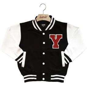 BATCH1 KIDS VARSITY BASEBALL JACKET PERSONALISED WITH GENUINE US COLLEGE LETTER Y