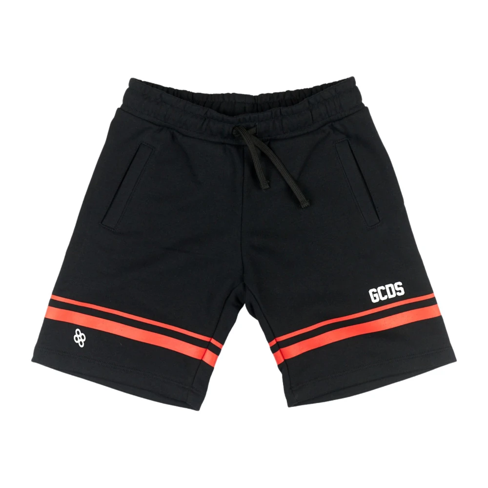 Black Bermuda Shorts for Kids with Red Stripes