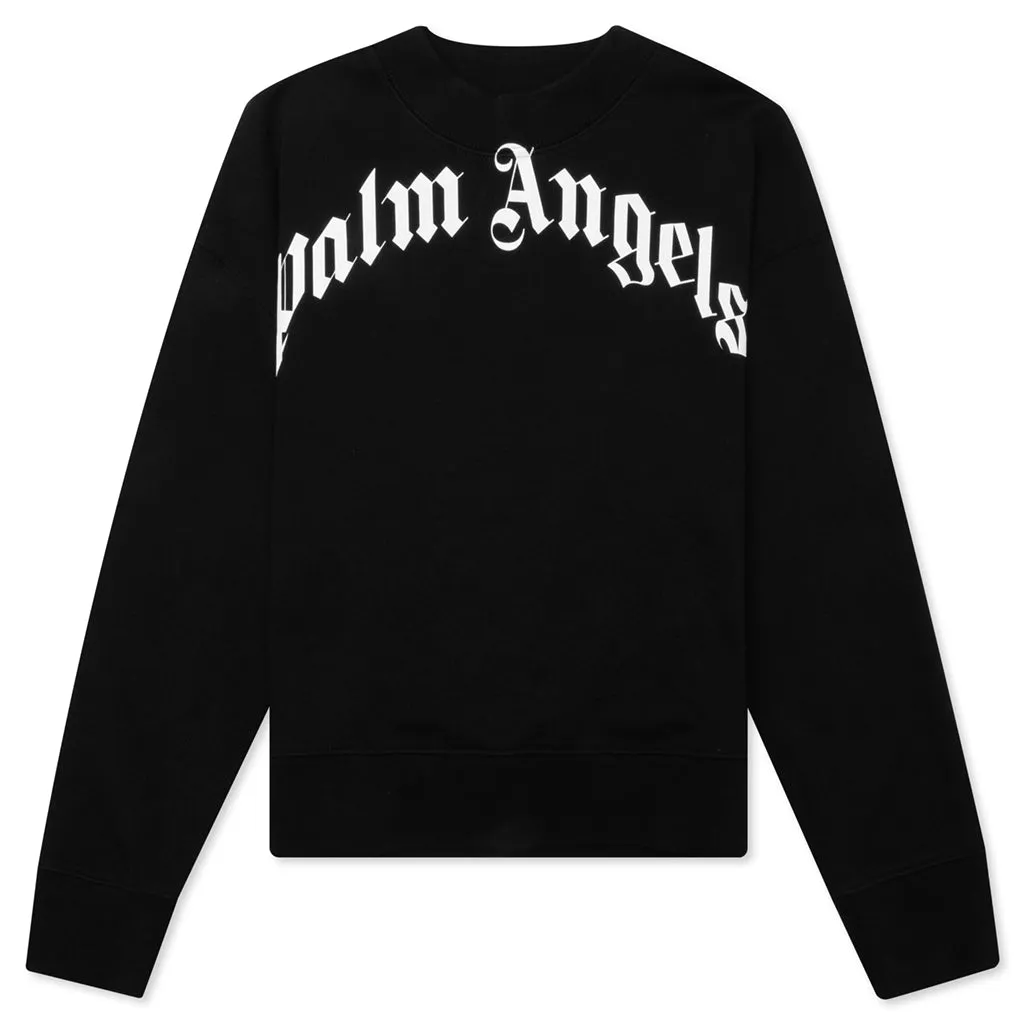 Black/White Curved Logo Crewneck for Kids