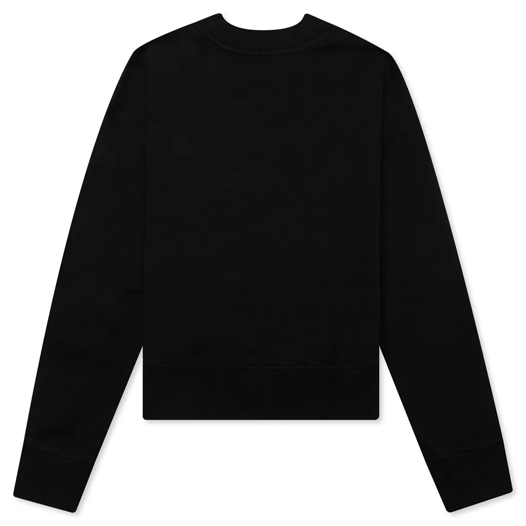 Black/White Curved Logo Crewneck for Kids