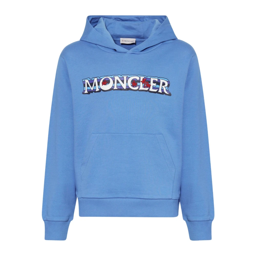 Blue Hooded Sweatshirt with Logo Print