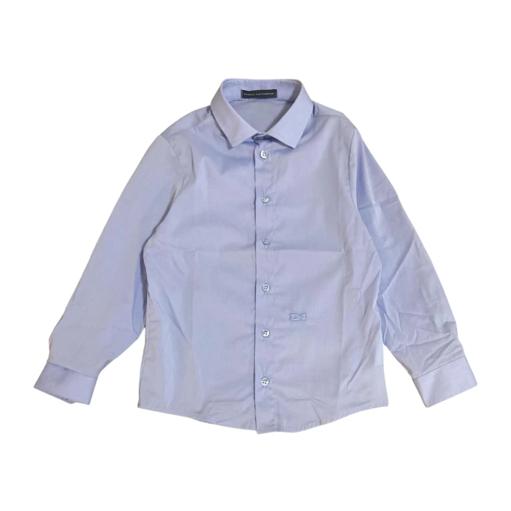 Blue Long-Sleeve Shirt with Logo Embroidery