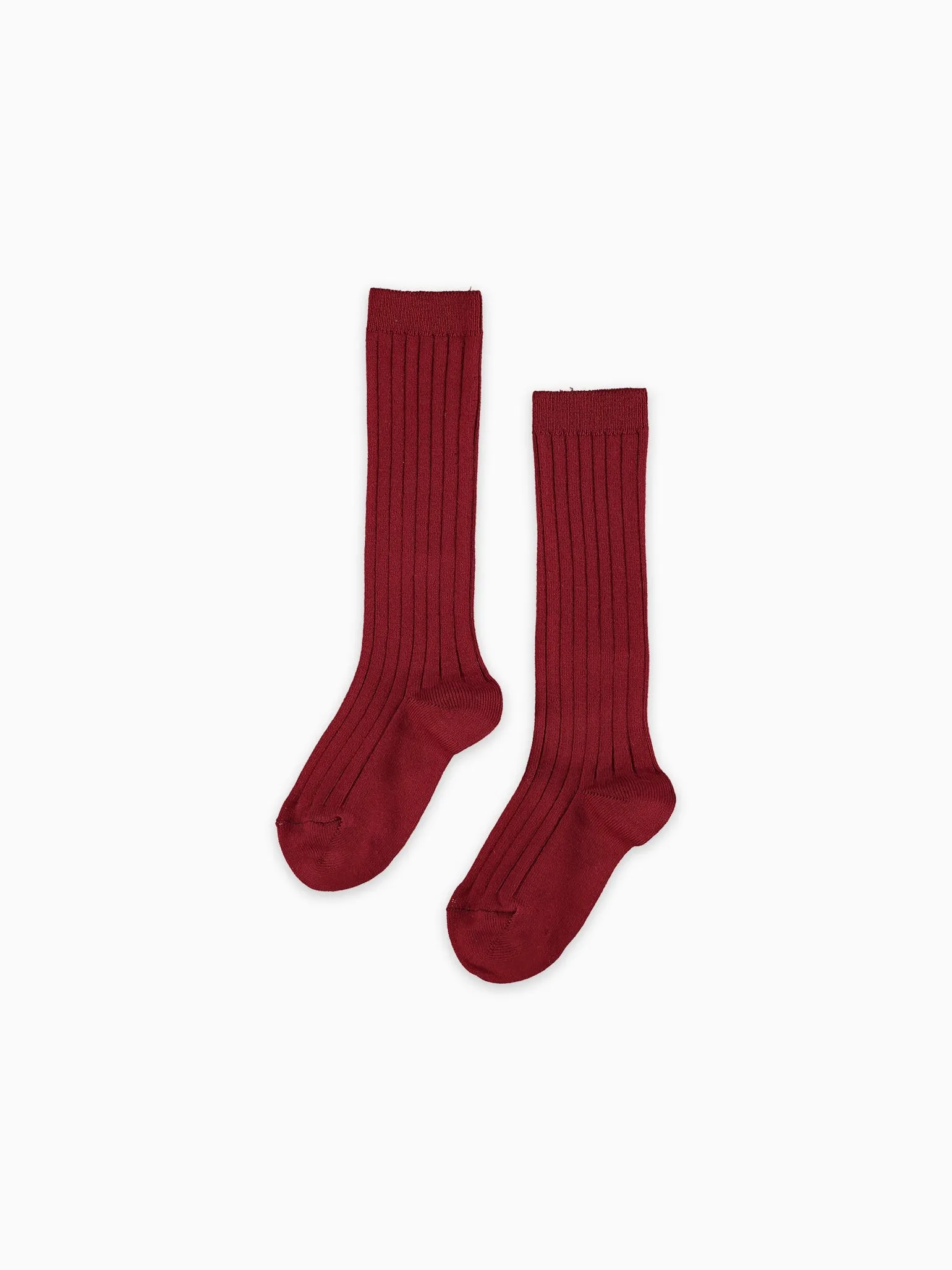 Burgundy Mix Ribbed Knee High Kids Socks Set