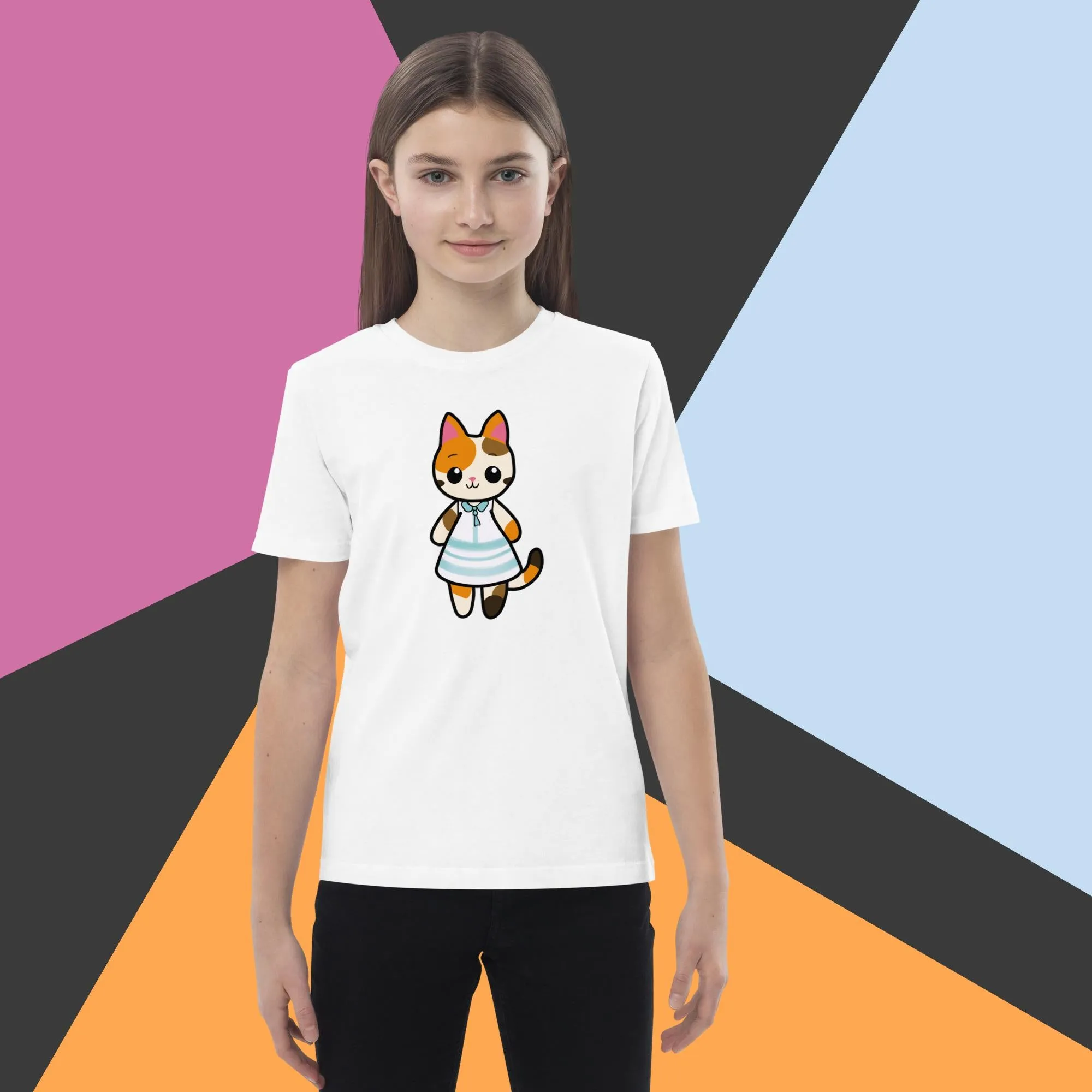 Calico Cat in a Sun Dress Organic Cotton Kids' T-shirt