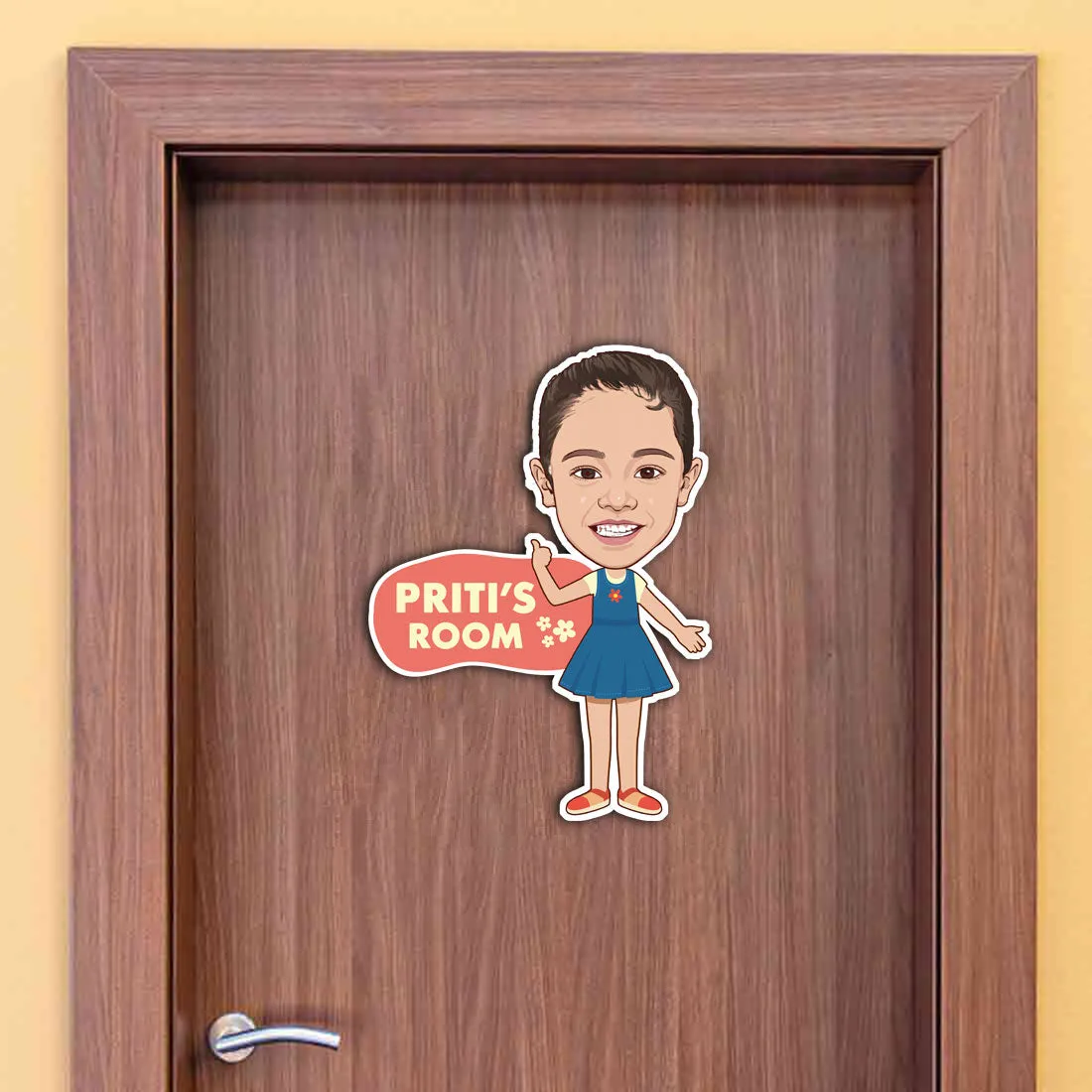 Caricature Name Plate for Kids Bedroom - Personalized Name Board for Girls and Boys