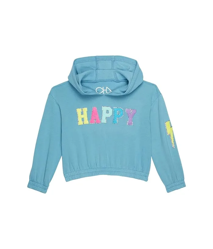 Chaser Kids Glitter Smiley Vintage Fleece Hoodie w/Chenille Patches (Toddler/Little Kids)