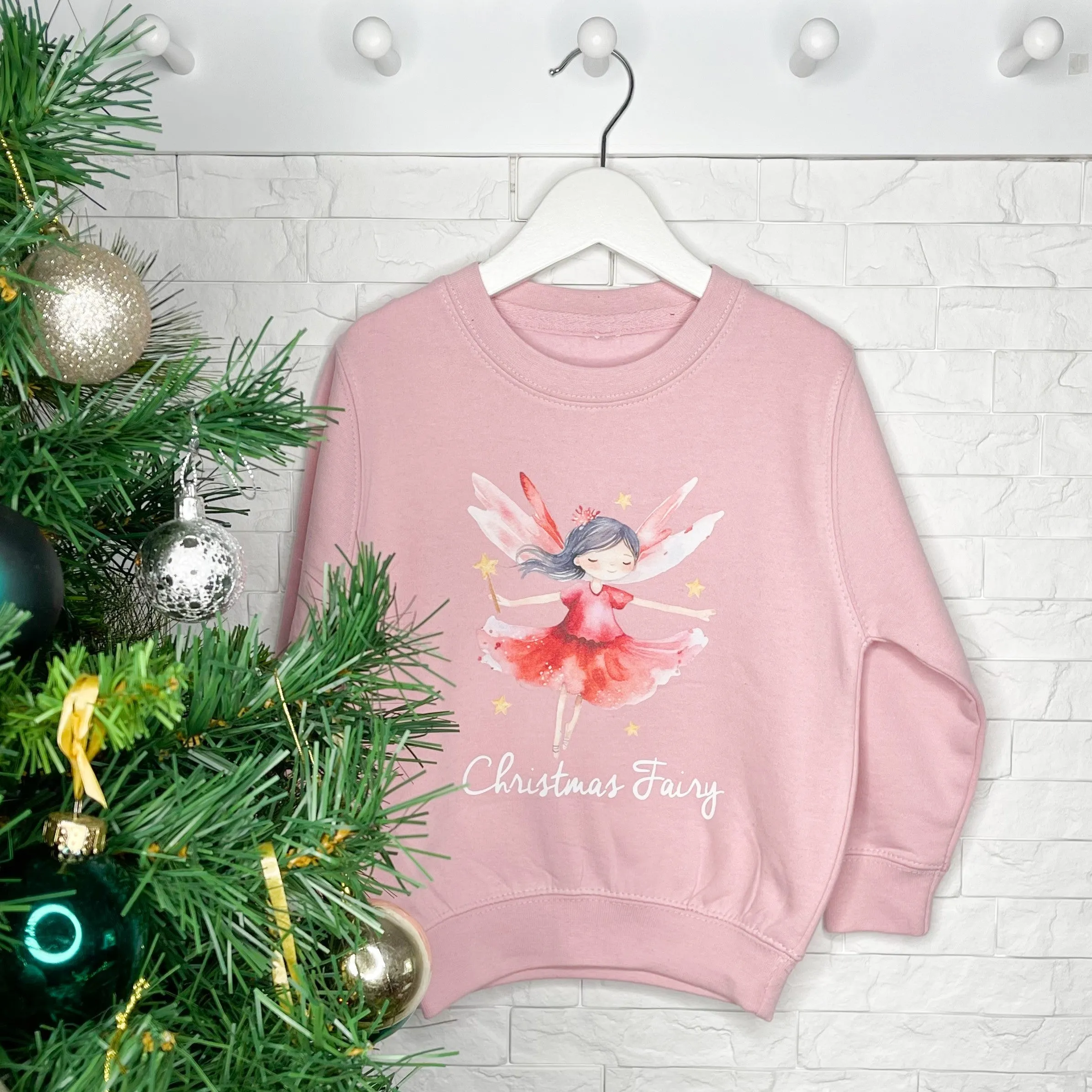 Christmas Fairy Kids Pink Christmas Jumper