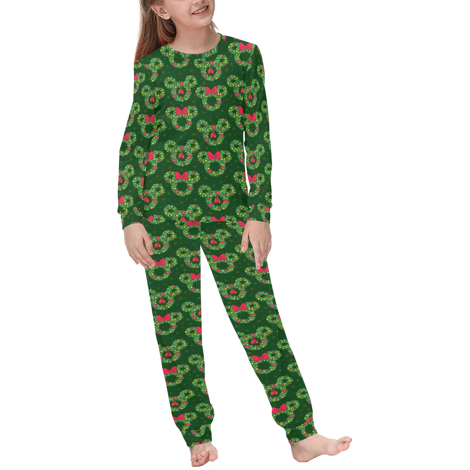 Christmas Wreaths Kids' Long Sleeve Pajama Set