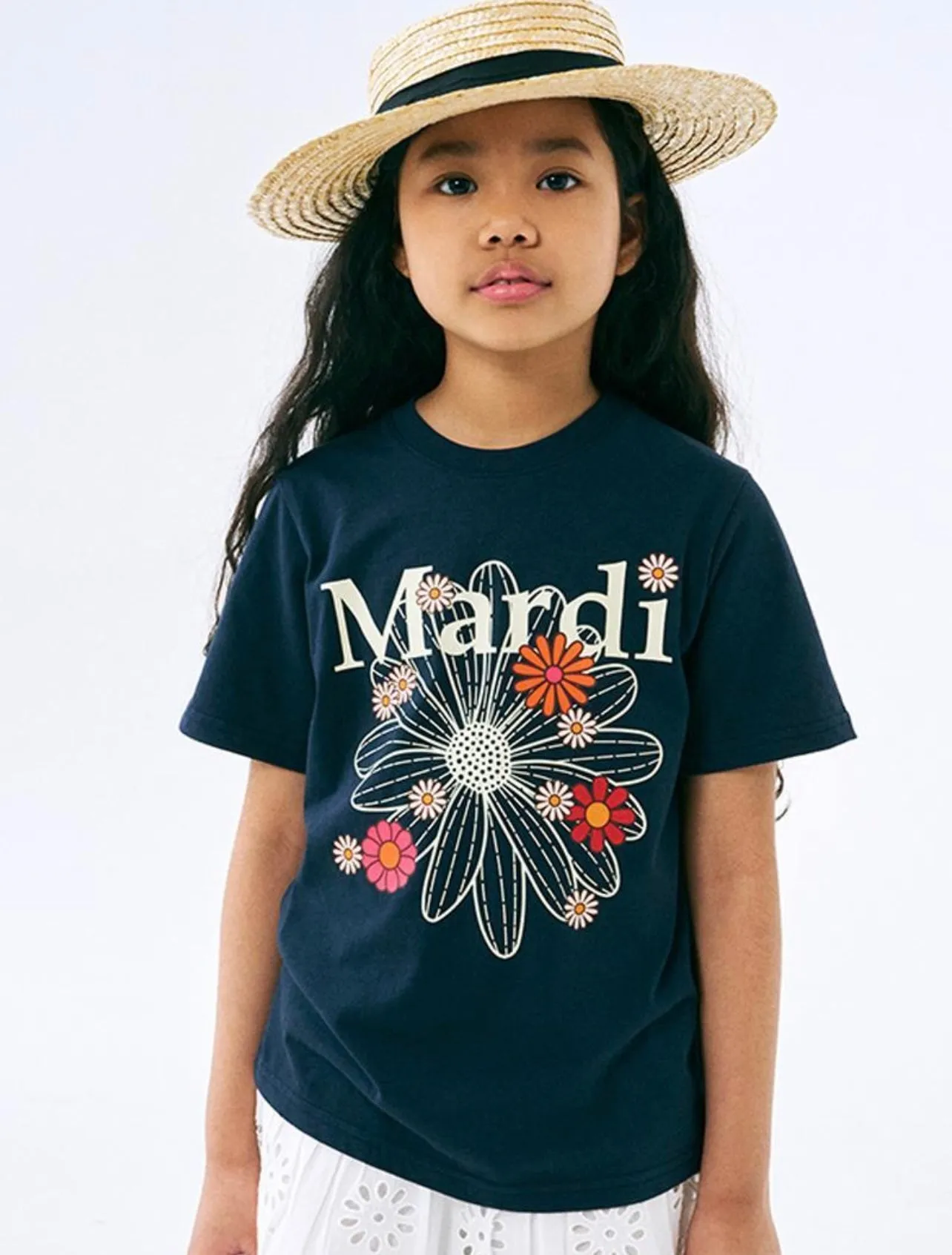 Kids Navy Cream Flower T-Shirt