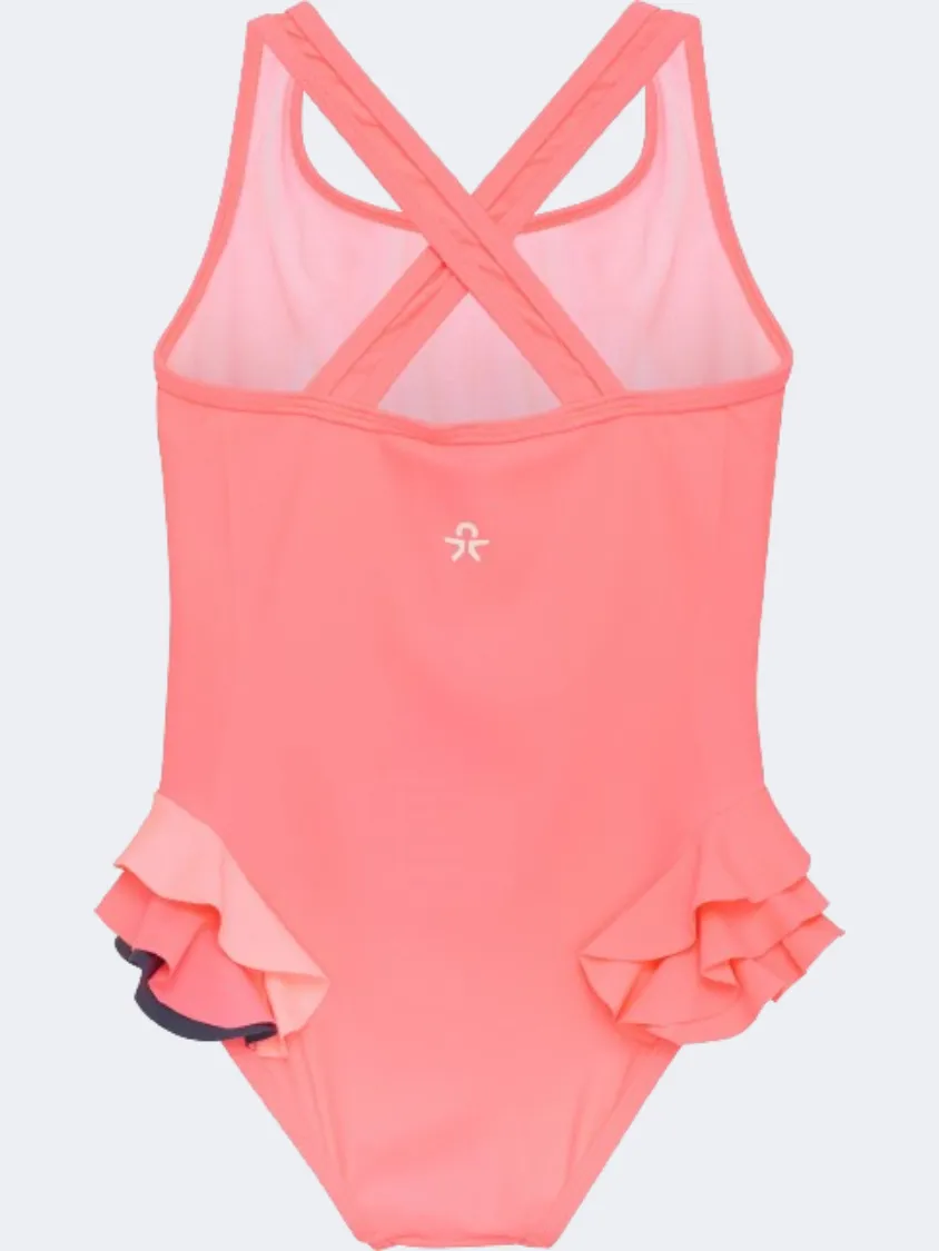 Color Kids Application Girls Beach Monokini Neon Coral