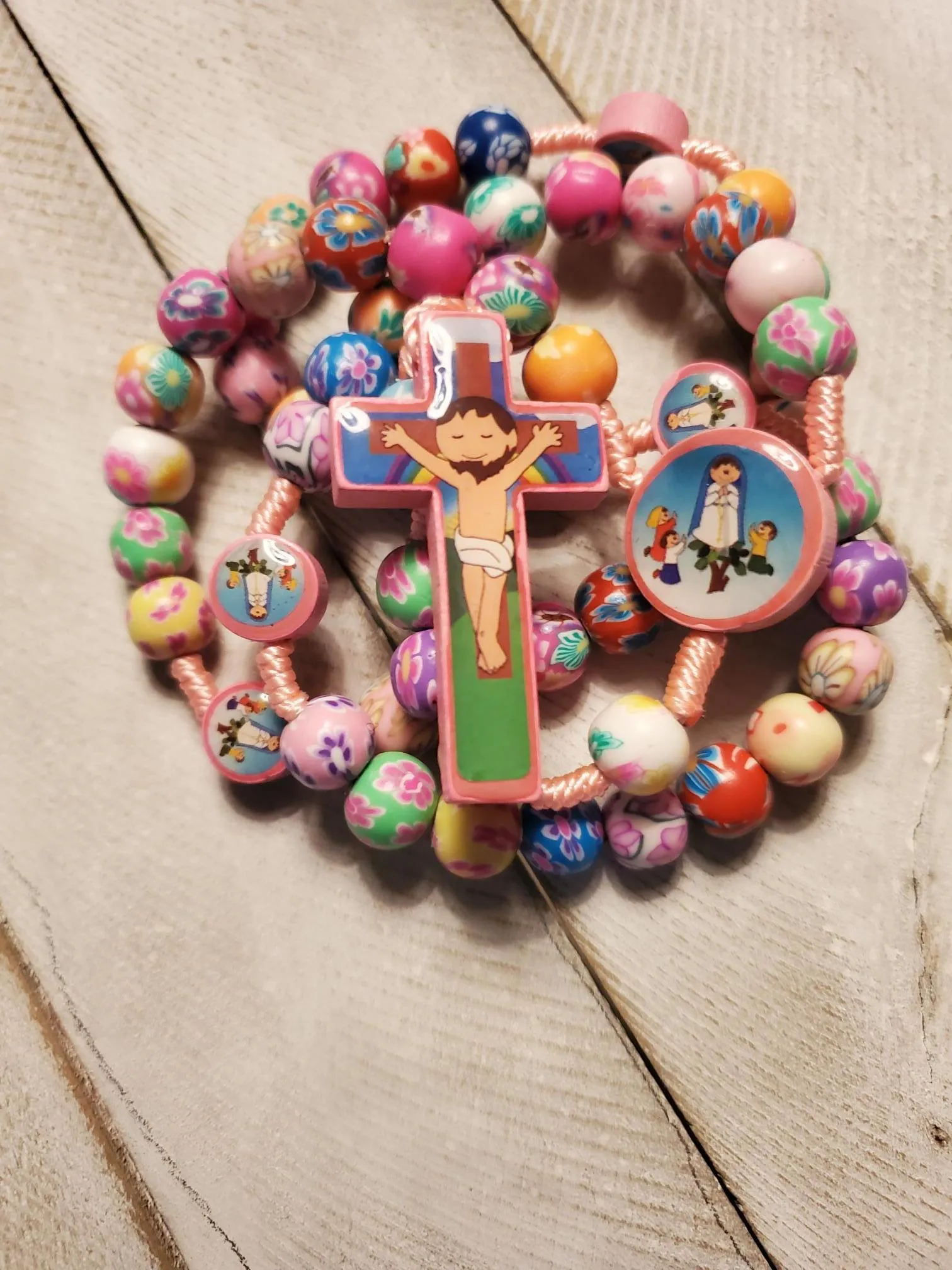 Colorful Kids Polymer Clay Beads Rosary