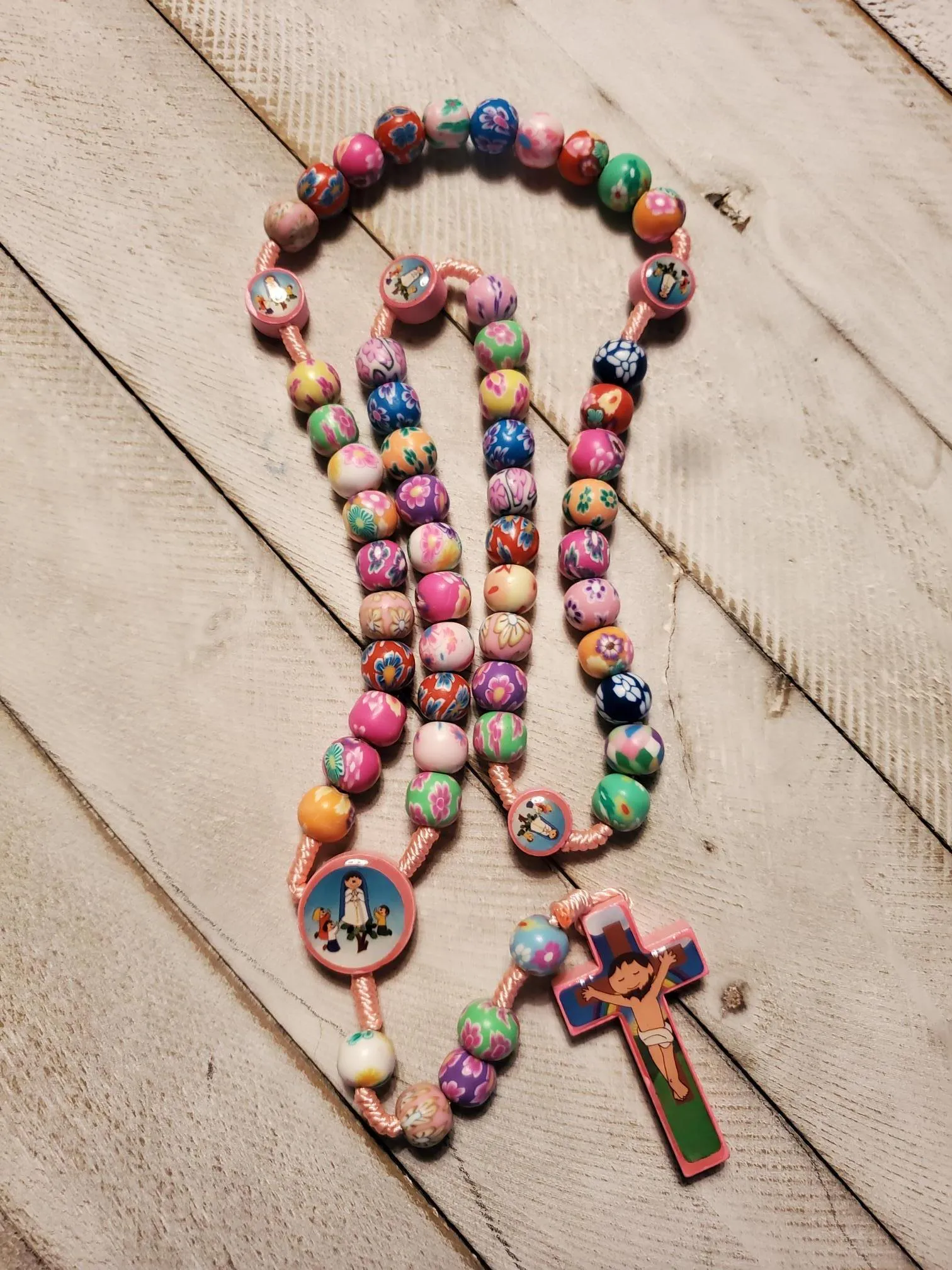 Colorful Kids Polymer Clay Beads Rosary