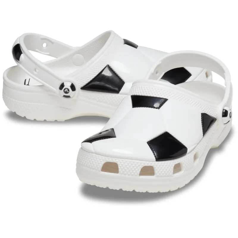 CROCS  Classic Clog Kids Soccer Ball Clog - White/Black