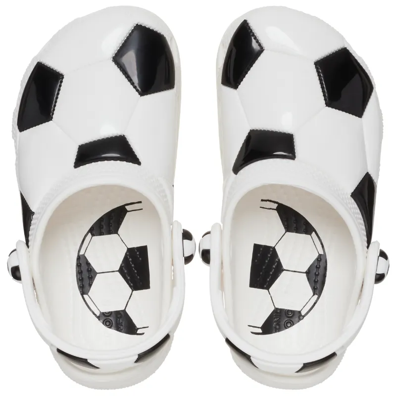 CROCS  Classic Clog Kids Soccer Ball Clog - White/Black