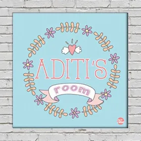 Custom Made Wall Art Decor for Kids Room Home Decor - Blue Floral