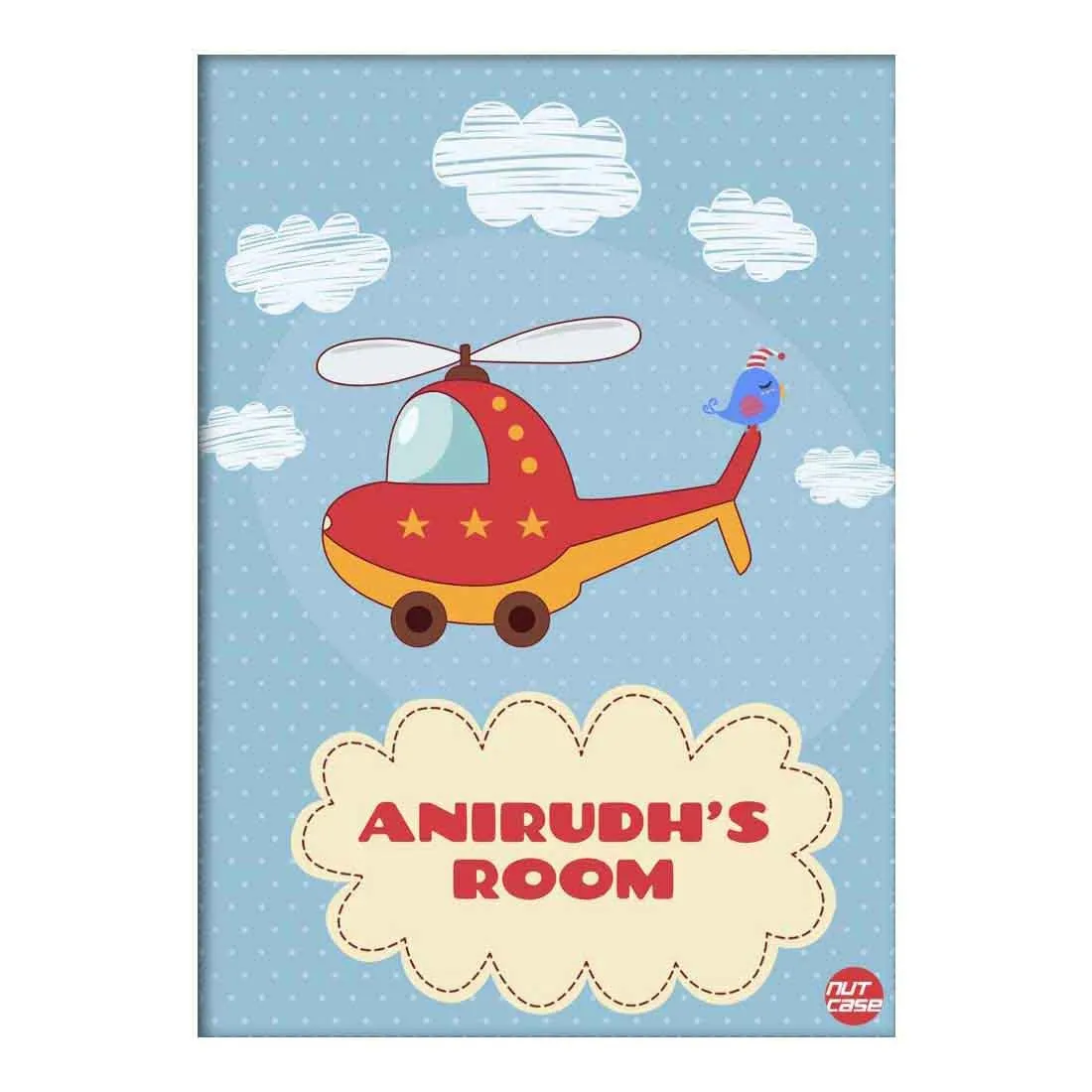 Custom Sticker Labels for Kids Bedroom - Helicopter & Clouds