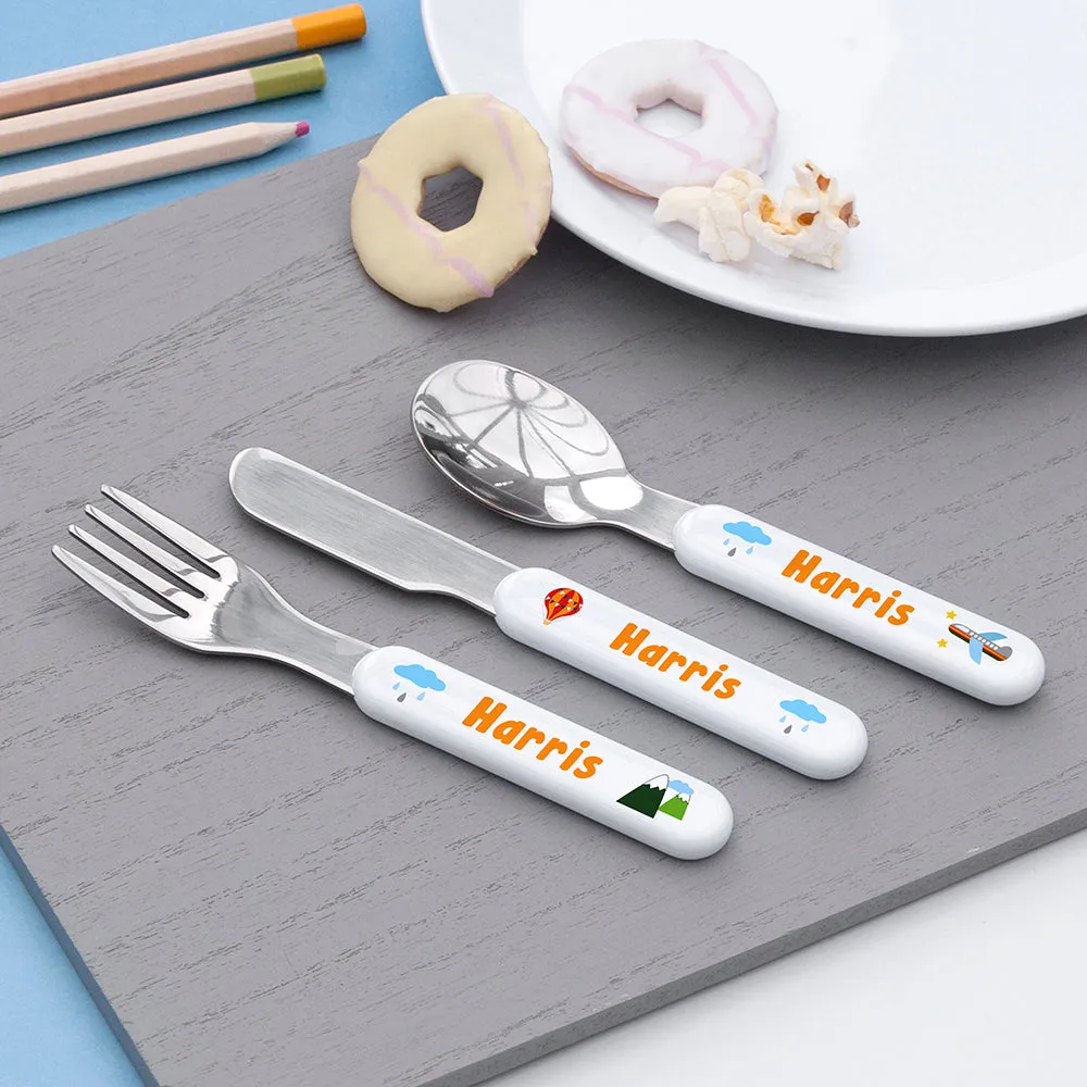 Personalised Adventure Metal Cutlery Set for Kids