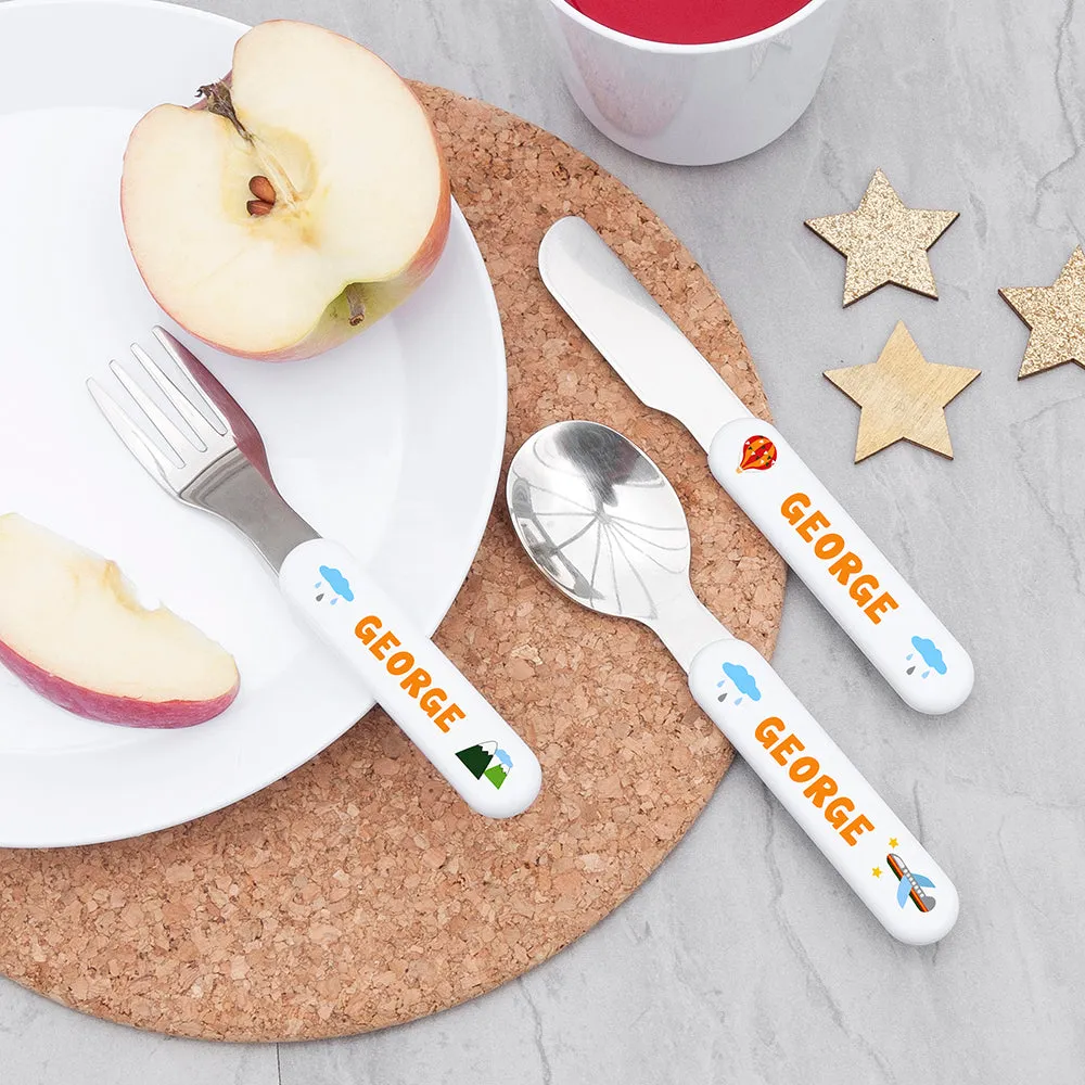 Personalised Adventure Metal Cutlery Set for Kids