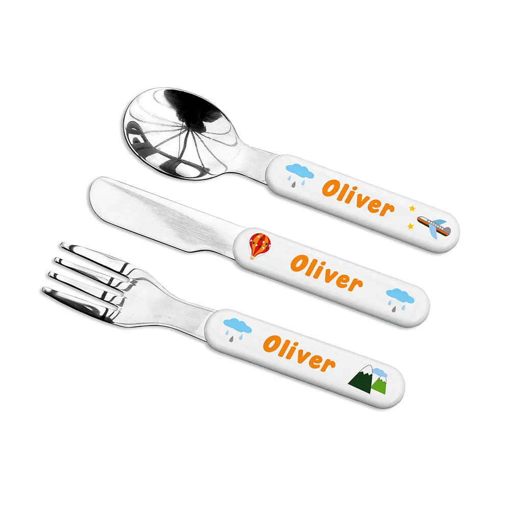 Personalised Adventure Metal Cutlery Set for Kids