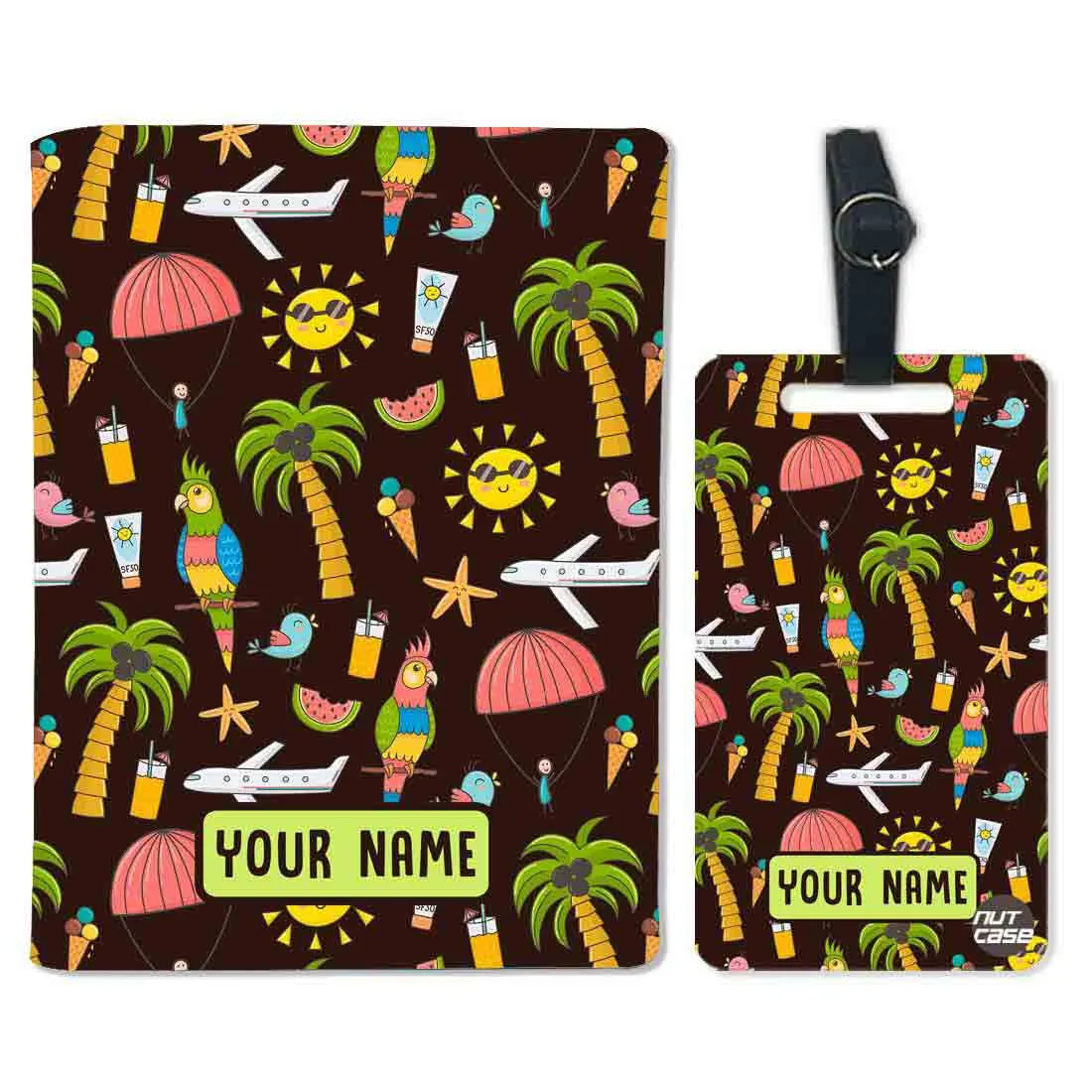 Customized Passport Cover and Luggage Tag Set for Kids - Summer Time