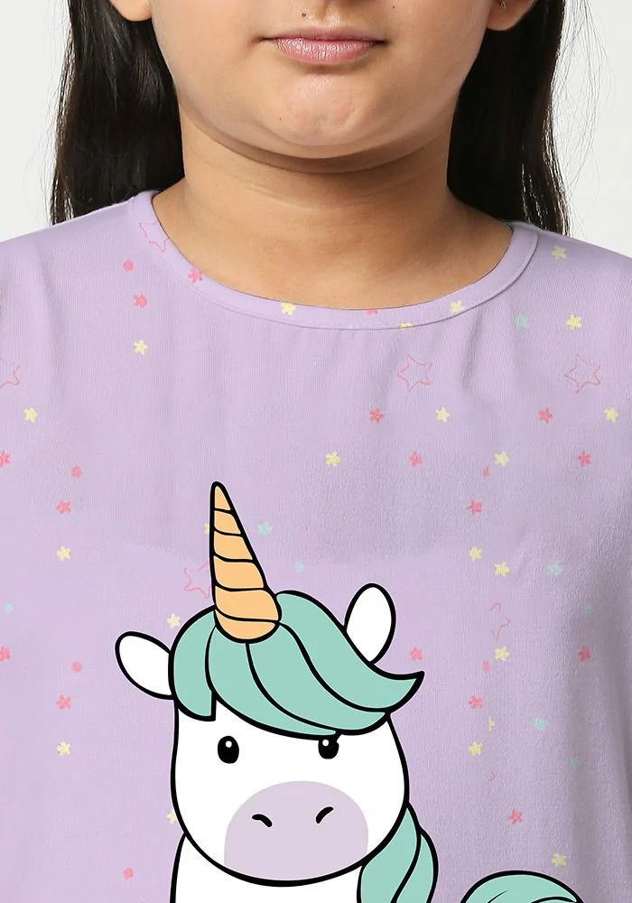 Cute Unicorn Pattern Kids Joggers Coord Set