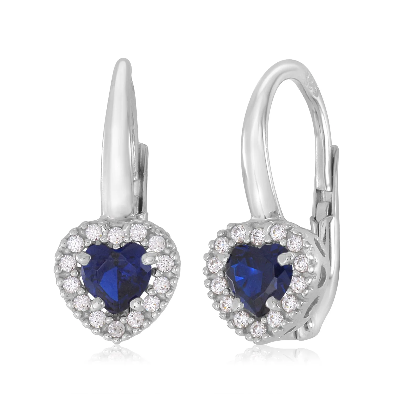 14K Kids White Gold CZ Heart Halo Earrings