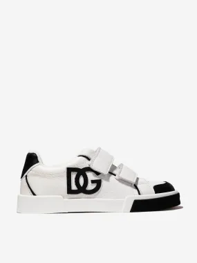 Dolce & Gabbana Kids - Kids Leather Velcro Trainers in White | Childsplay Clothing