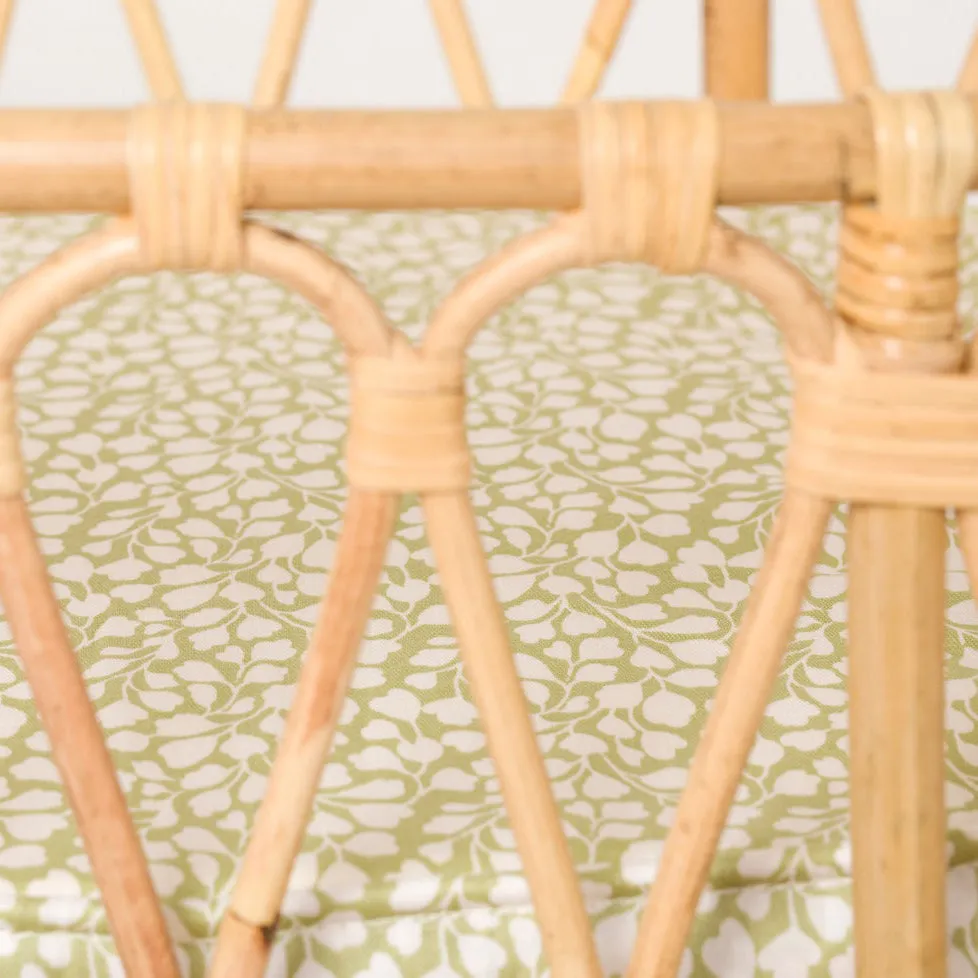 Rattan Doll Crib with Olive Leaf Design