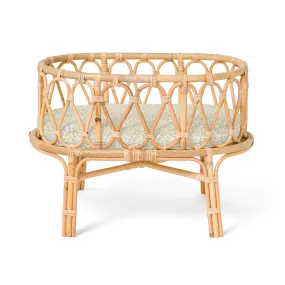 Rattan Doll Crib with Olive Leaf Design