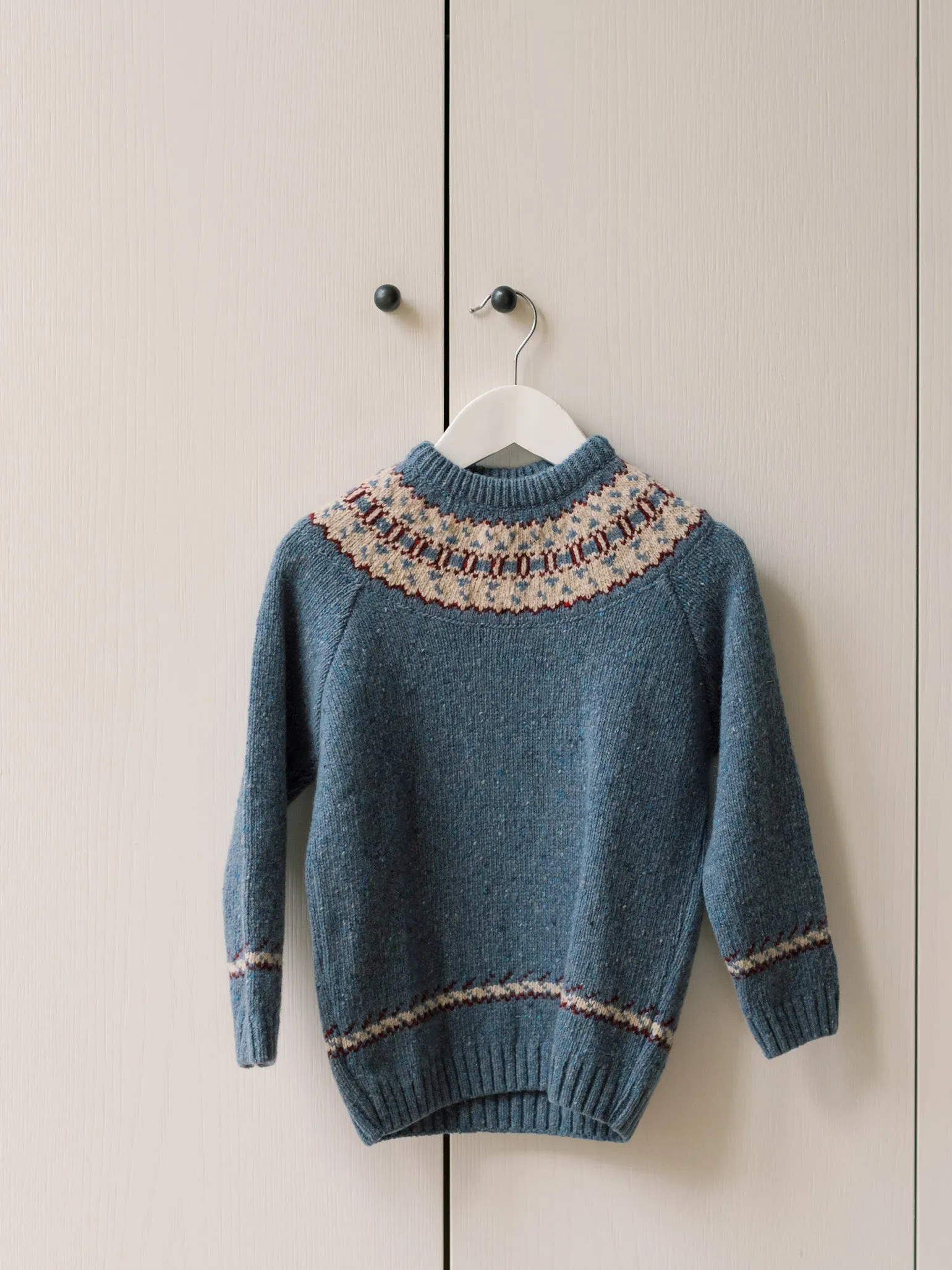 Dusty Blue Merino Fair Isle Kids Jumper