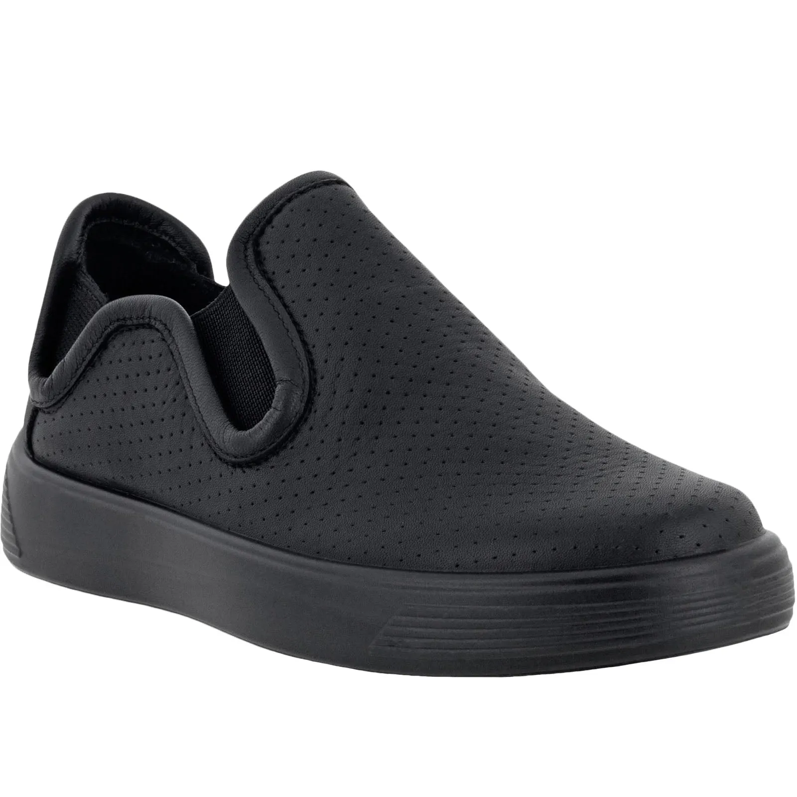 ECCO Kids Street 1 Leather Slip On Shoes - Black