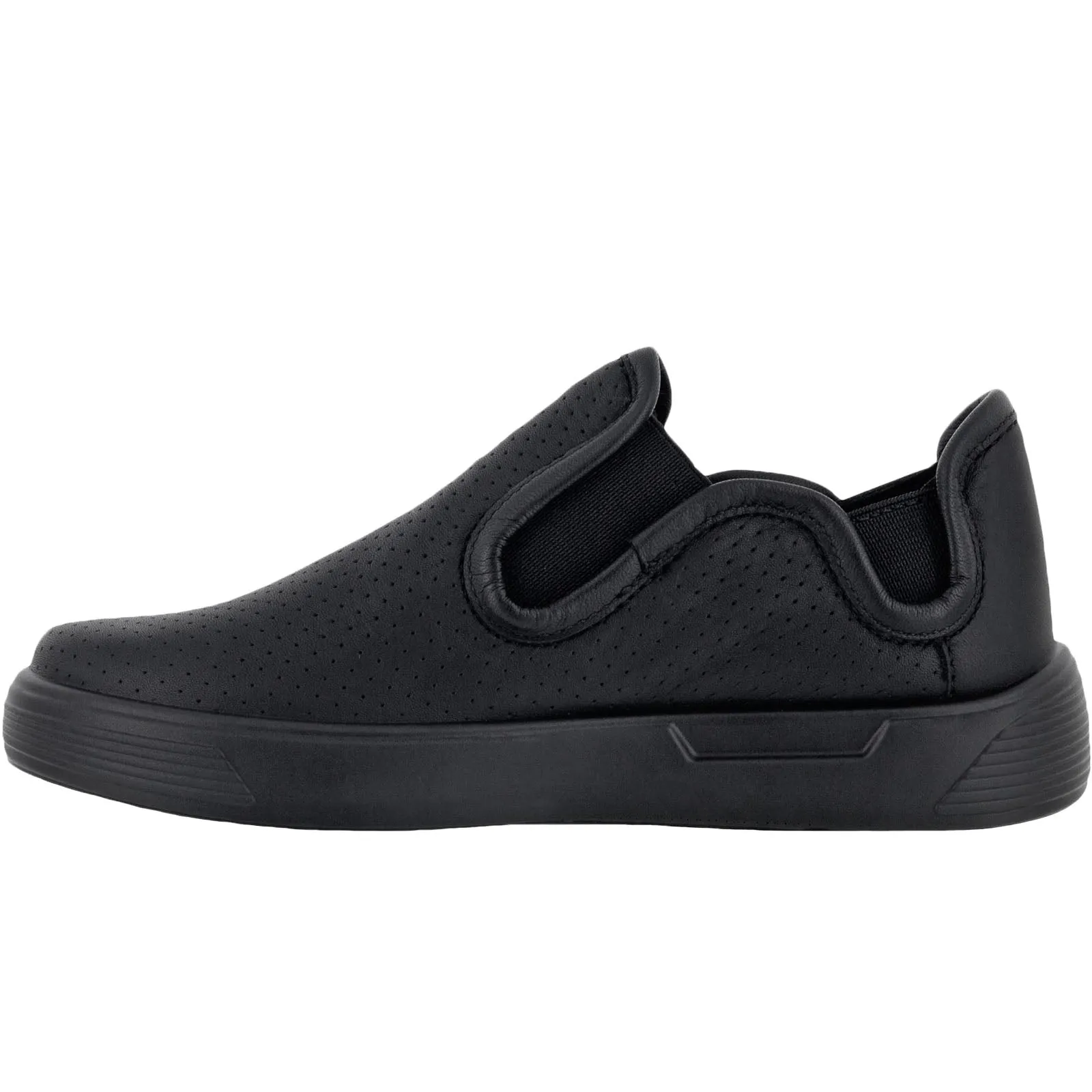 ECCO Kids Street 1 Leather Slip On Shoes - Black