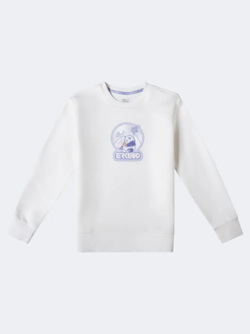 Erke Pullover Kids Girls Outdoor Sweatshirt White