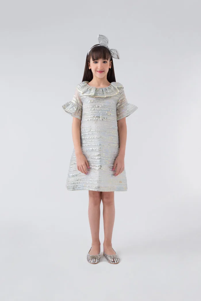 Eyelet A-Line Dress with Overlay